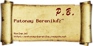 Patonay Bereniké névjegykártya